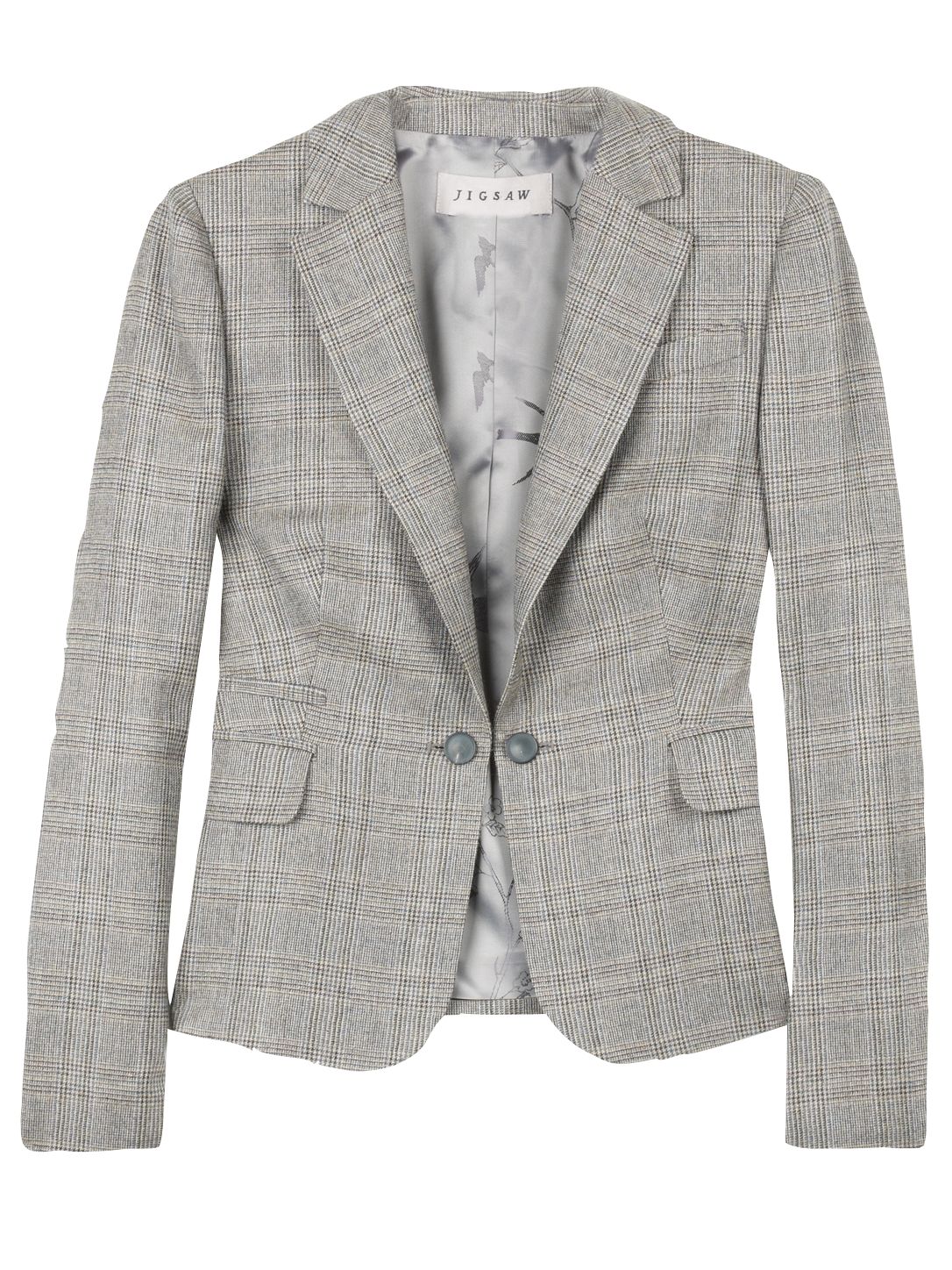 Jigsaw Prince of Wales Tailored Jacket, Taupe at John Lewis
