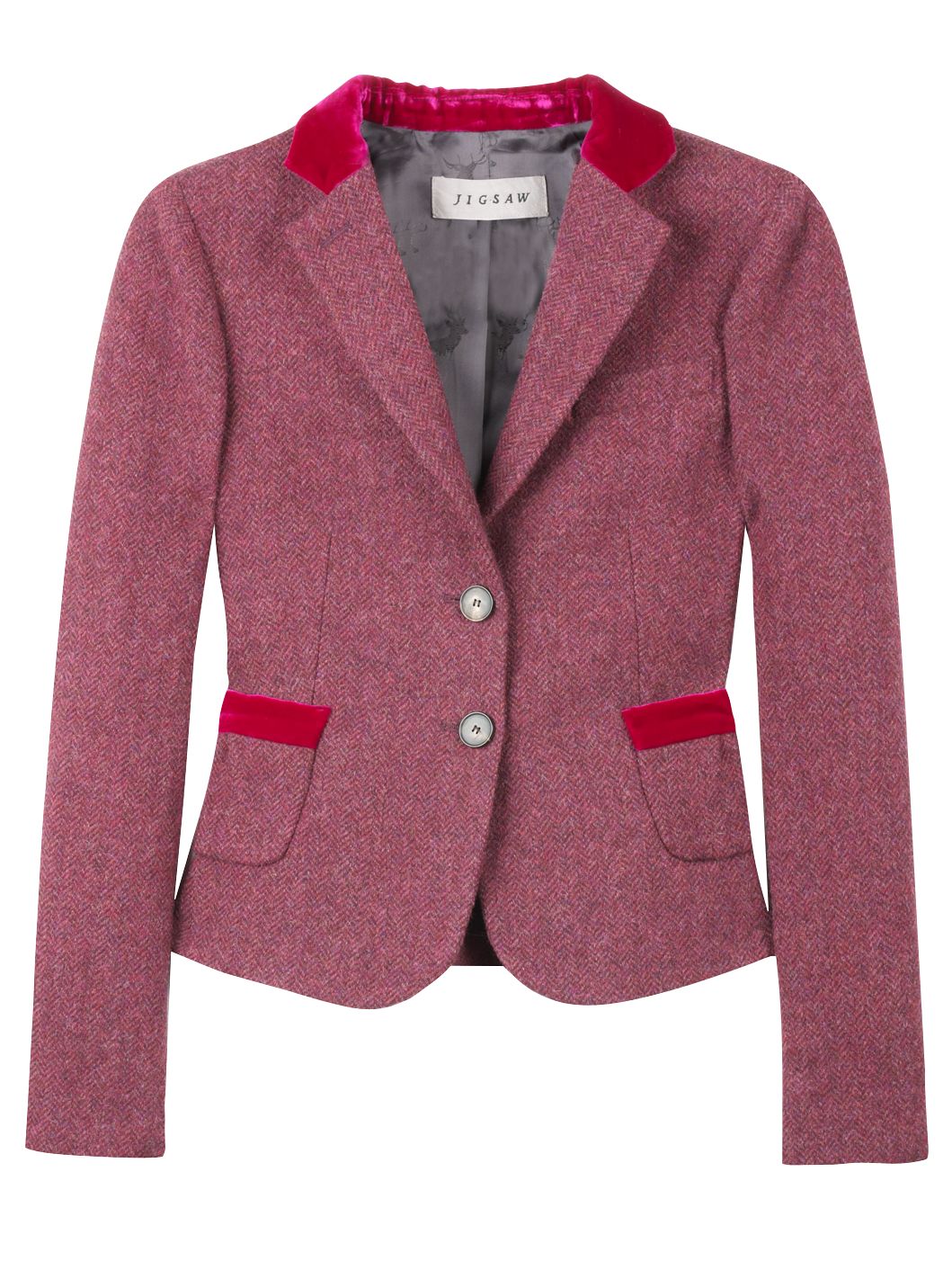 Jigsaw Vintage Herringbone Jacket, Plum at John Lewis