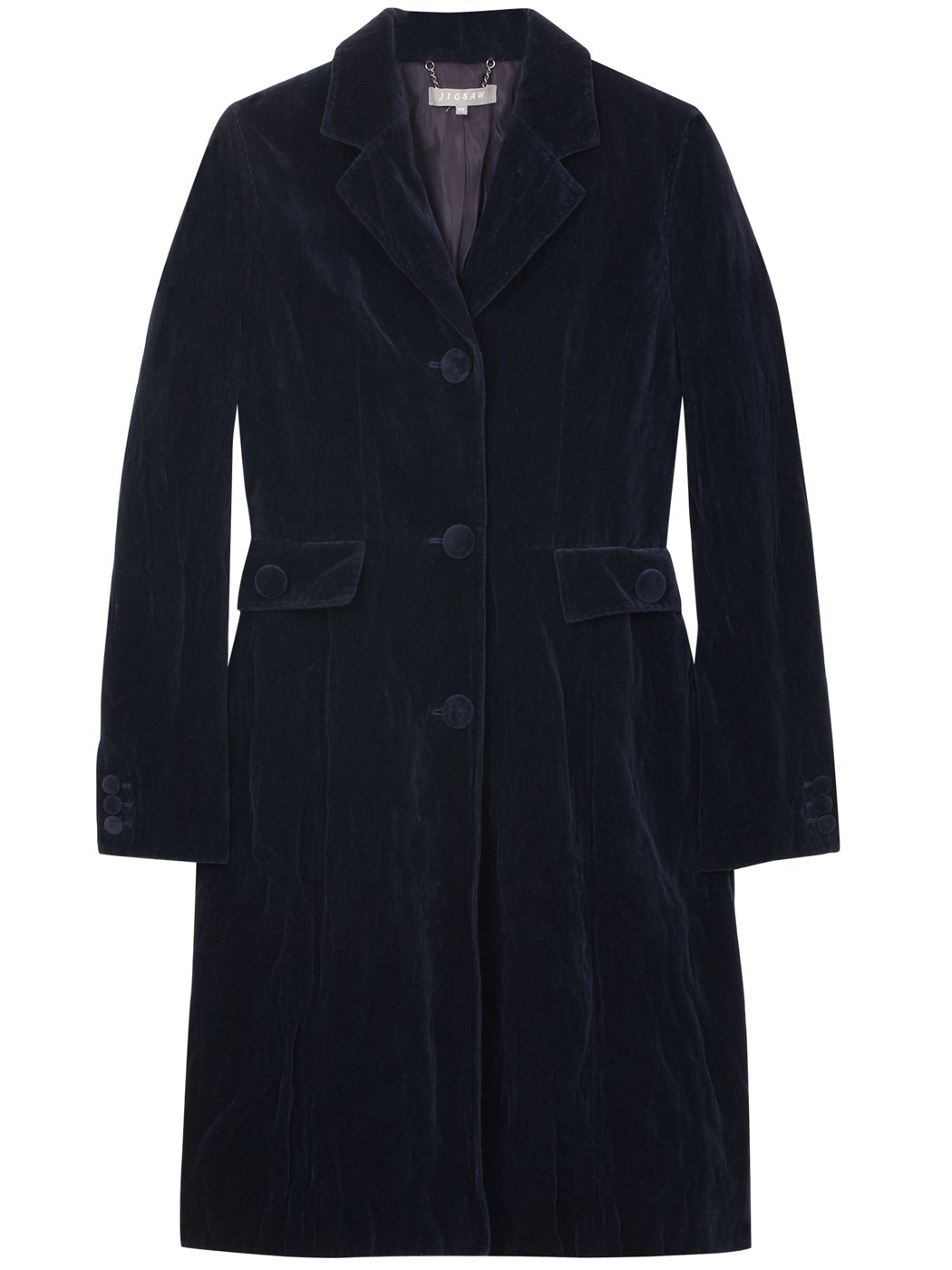 Jigsaw Cotton Metal Velvet Coat, Bilberry at John Lewis