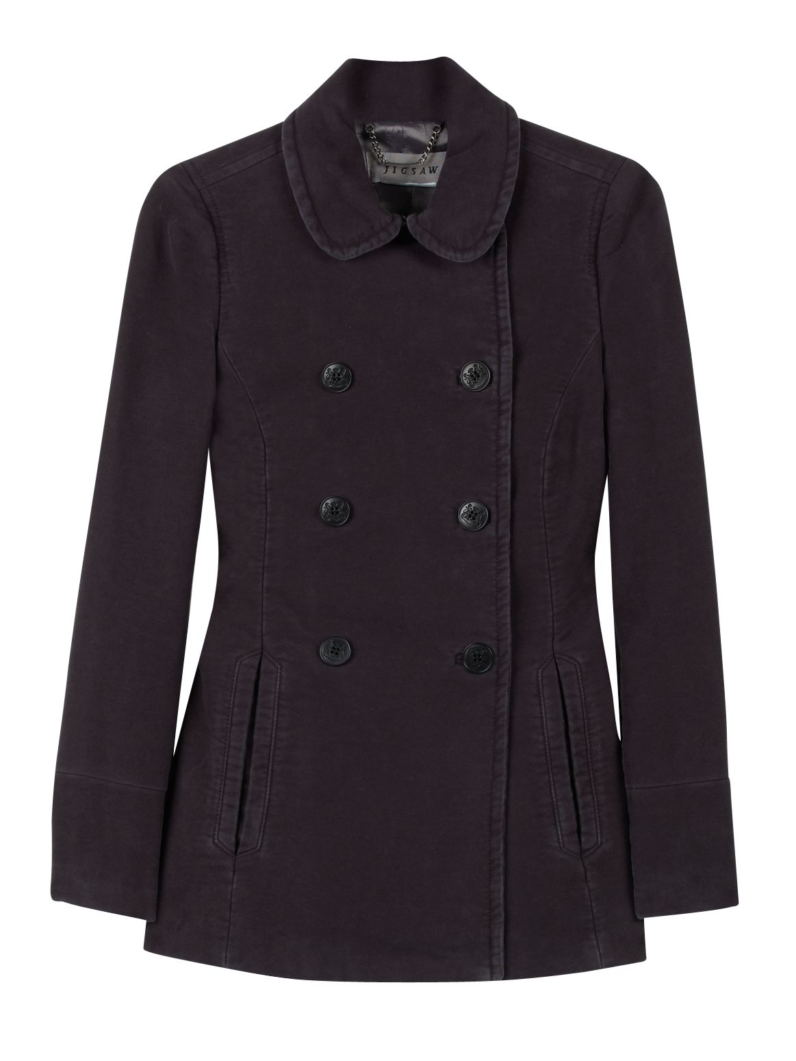 Jigsaw Double Breasted Moleskin Jacket, Charcoal at John Lewis