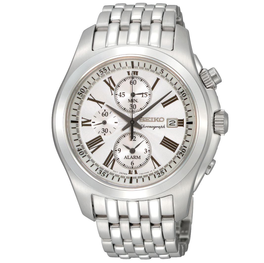 Seiko SNAE29P1 Men's Chronograph Round Dial Stainless Steel Bracelet Watch at JohnLewis