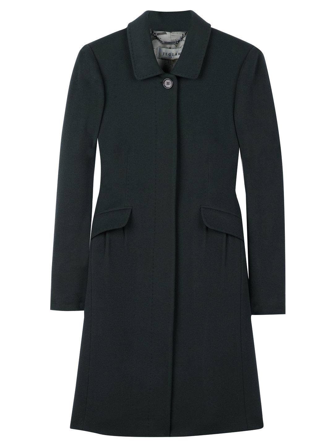 Jigsaw Luxury Camel Classic Winter Coat, Black at John Lewis