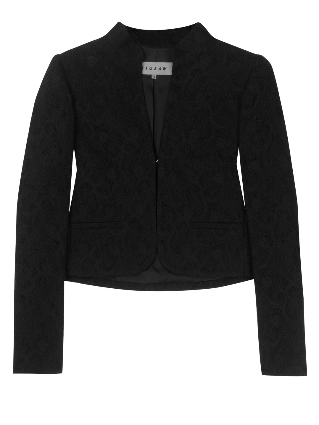 Jigsaw Fine Wool Double Gather Back Jacket, Black at John Lewis