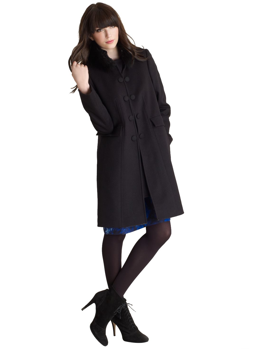 Jigsaw Melton Military Coat, Black at John Lewis