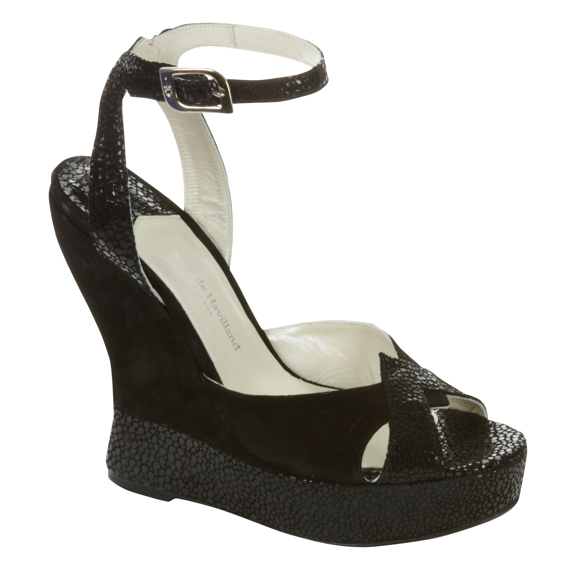 Terry de Havilland for John Lewis Lydia Wedge Sandals, Black at JohnLewis