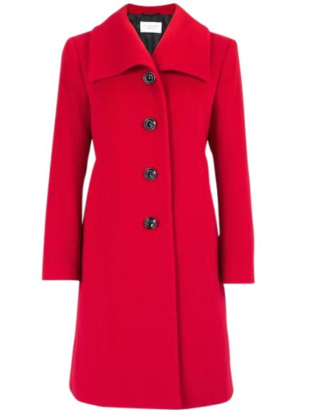 Windsmoor Glam Collar 3/4 Coat, Red, 10 at John Lewis