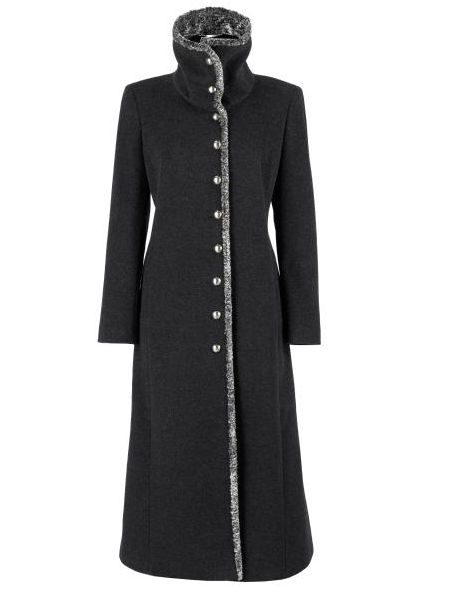 Windsmoor Astrakhan Long Coat, Charcoal at John Lewis