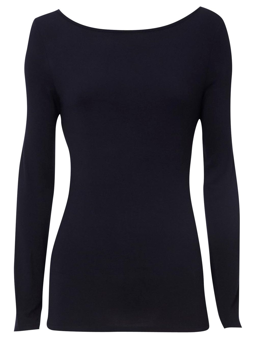 Boatneck Long Sleeve T-shirt, Navy blue