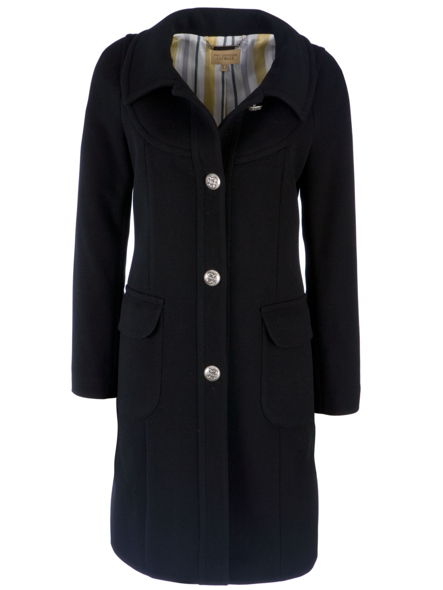 Paul Costelloe Special Edition ¾ Length Wool Coat, Black at John Lewis
