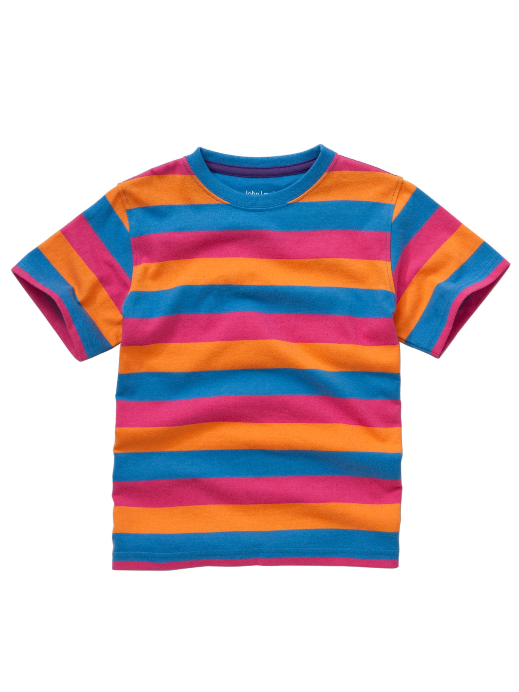 John Lewis Boy Block Stripe T-Shirt, Pink