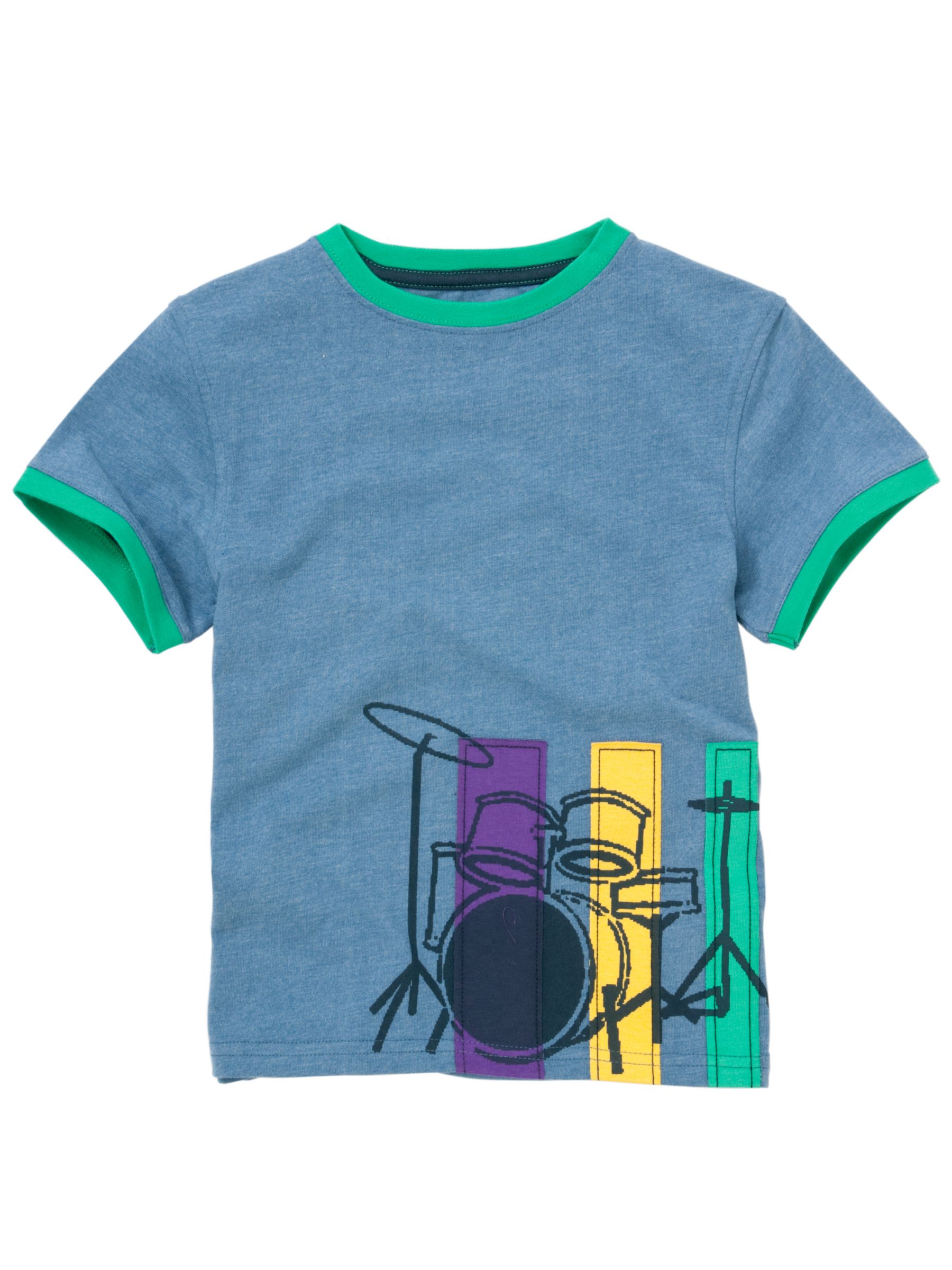 John Lewis Boy Drums Graphic T-Shirt, Blue