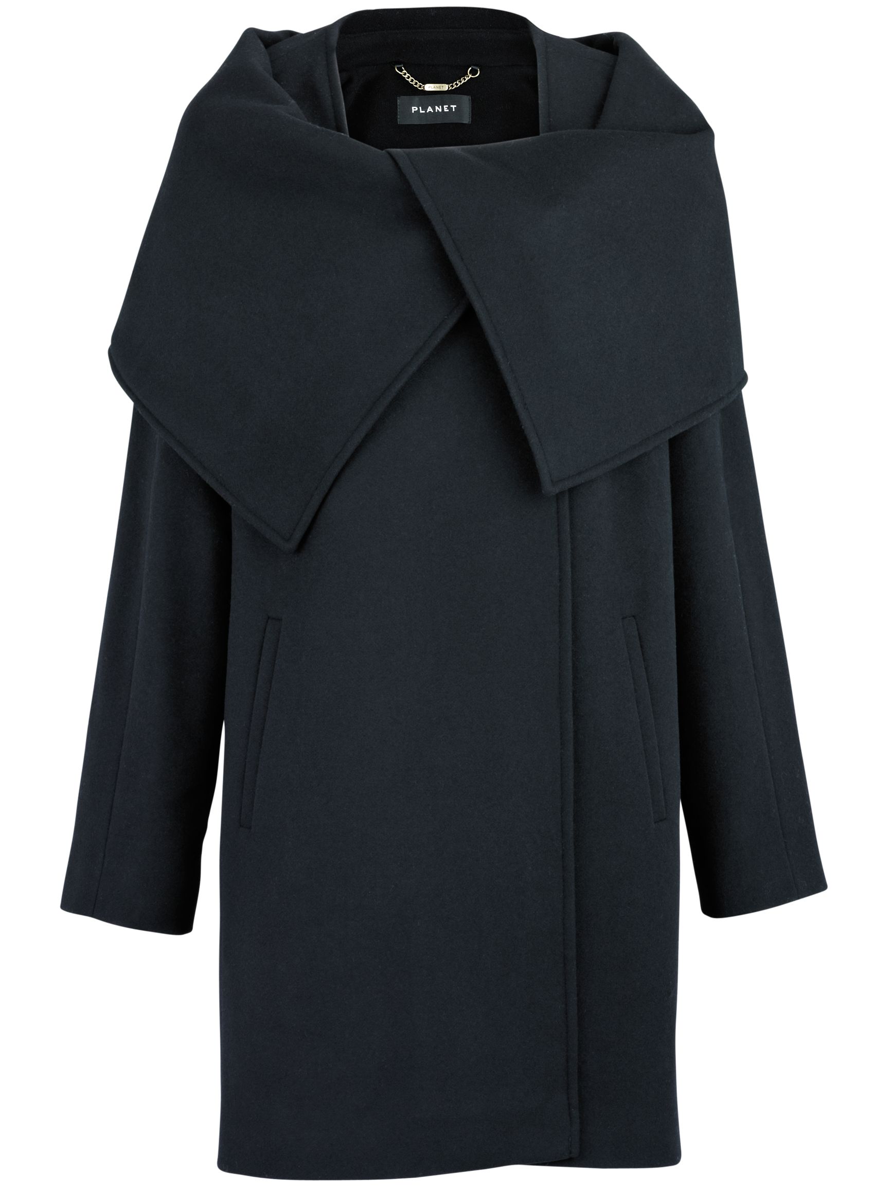 Planet Glamour Collar Coat, Black at JohnLewis
