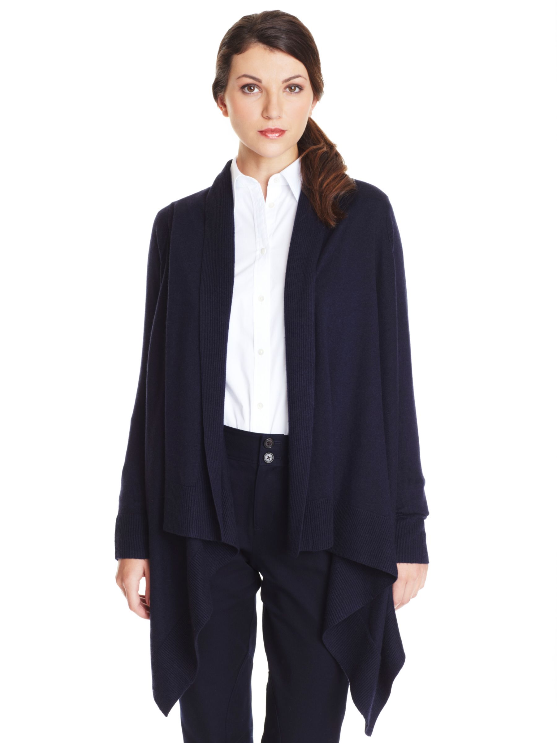 Lauren By Ralph Lauren Marietta Drape Front Cardigan, Navy at John Lewis