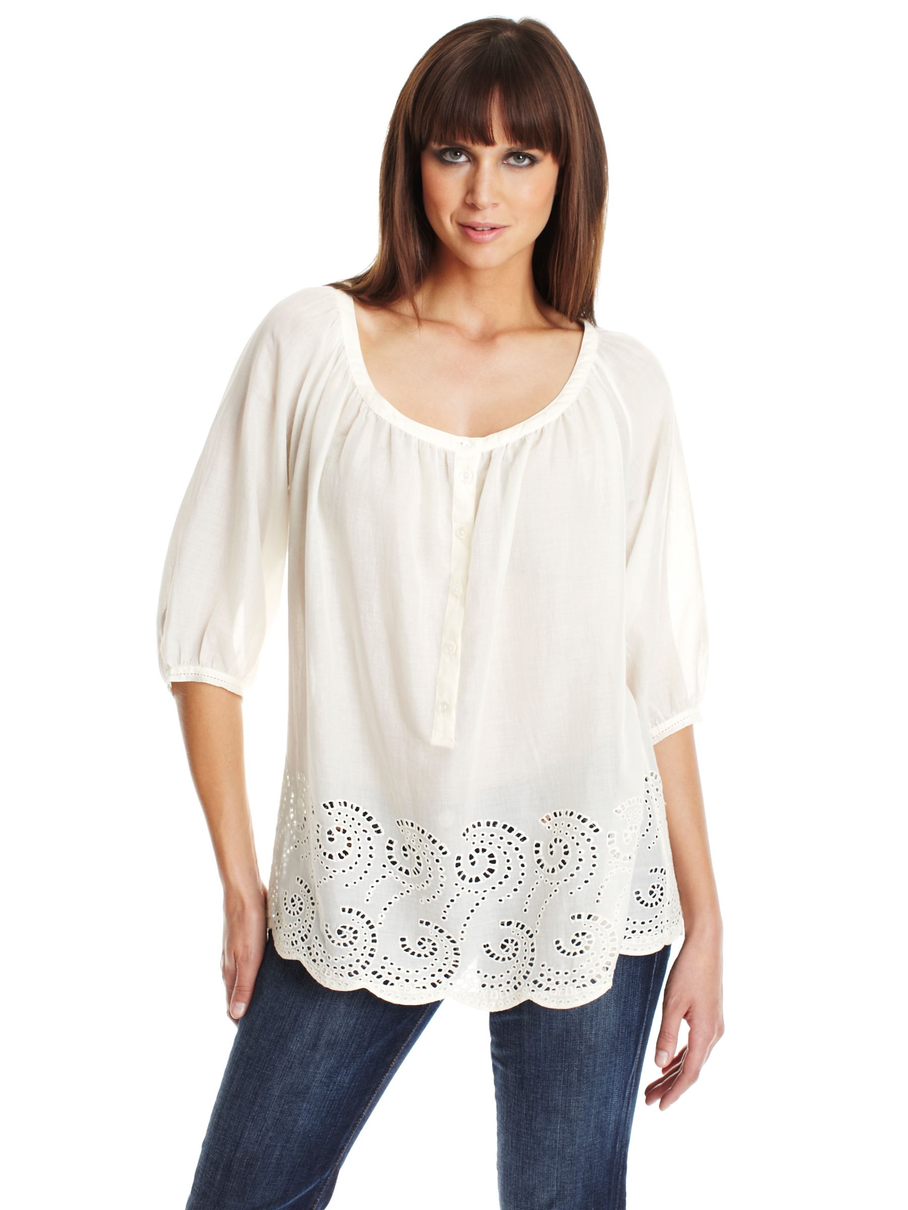 BZR Broderie Anglais Blouse, Off White