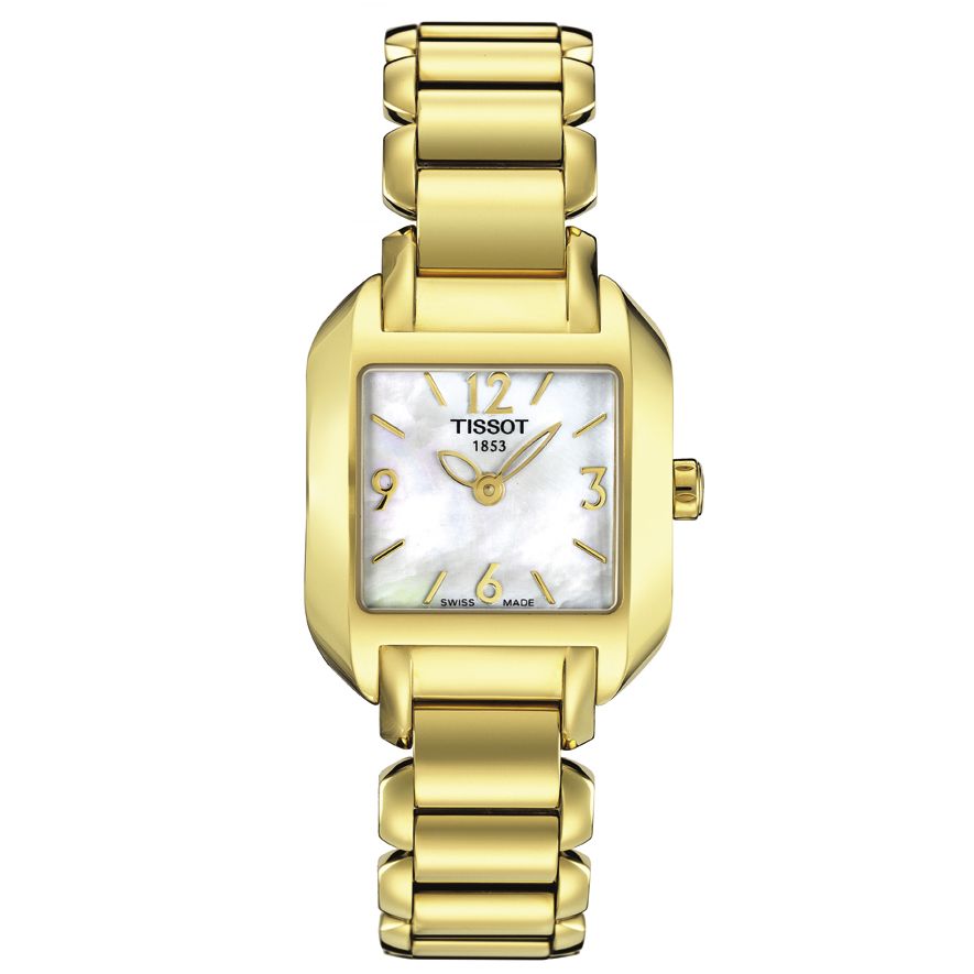 Tissot T02528582 Women's Rectangular Dial Gold Bracelet Watch at John Lewis
