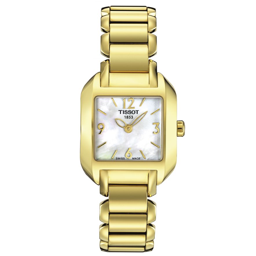 Tissot T02528582 Women's Rectangular Dial Gold Bracelet Watch at John Lewis