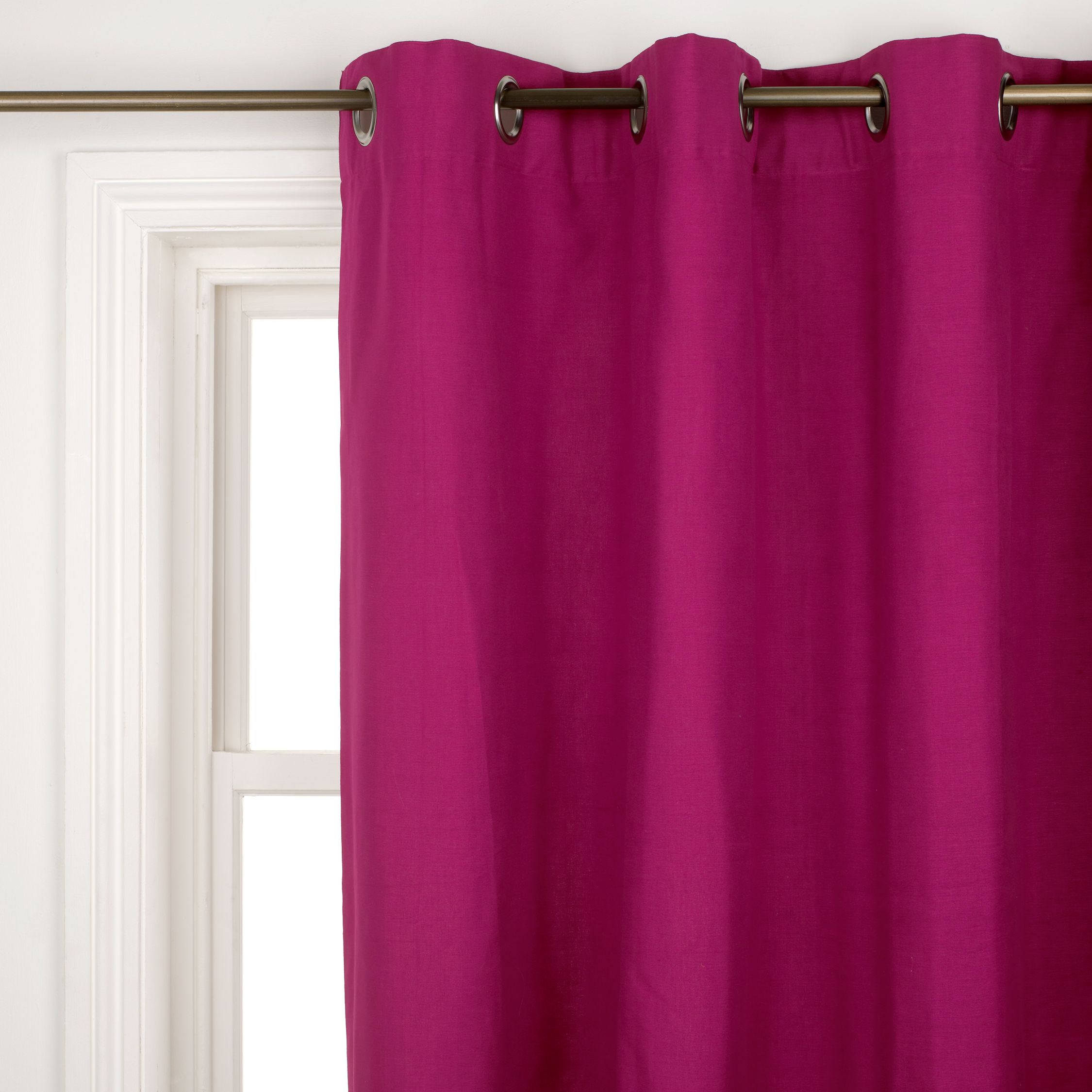 John Lewis Cotton Rib Eyelet Curtains, Magenta