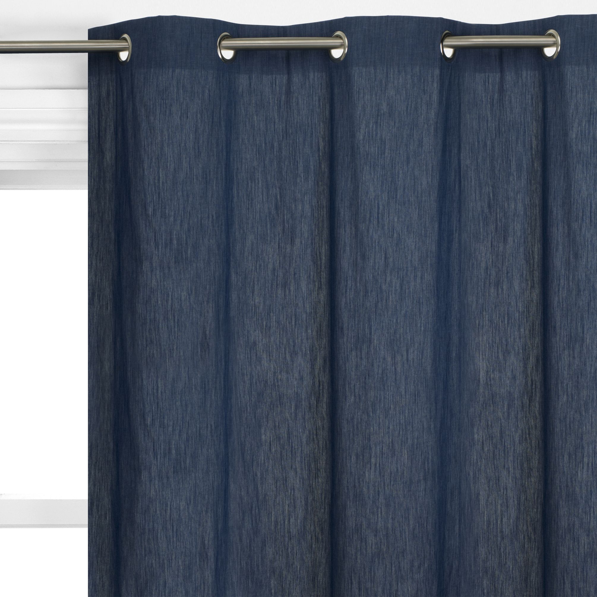 Denim Eyelet Curtains, Blue