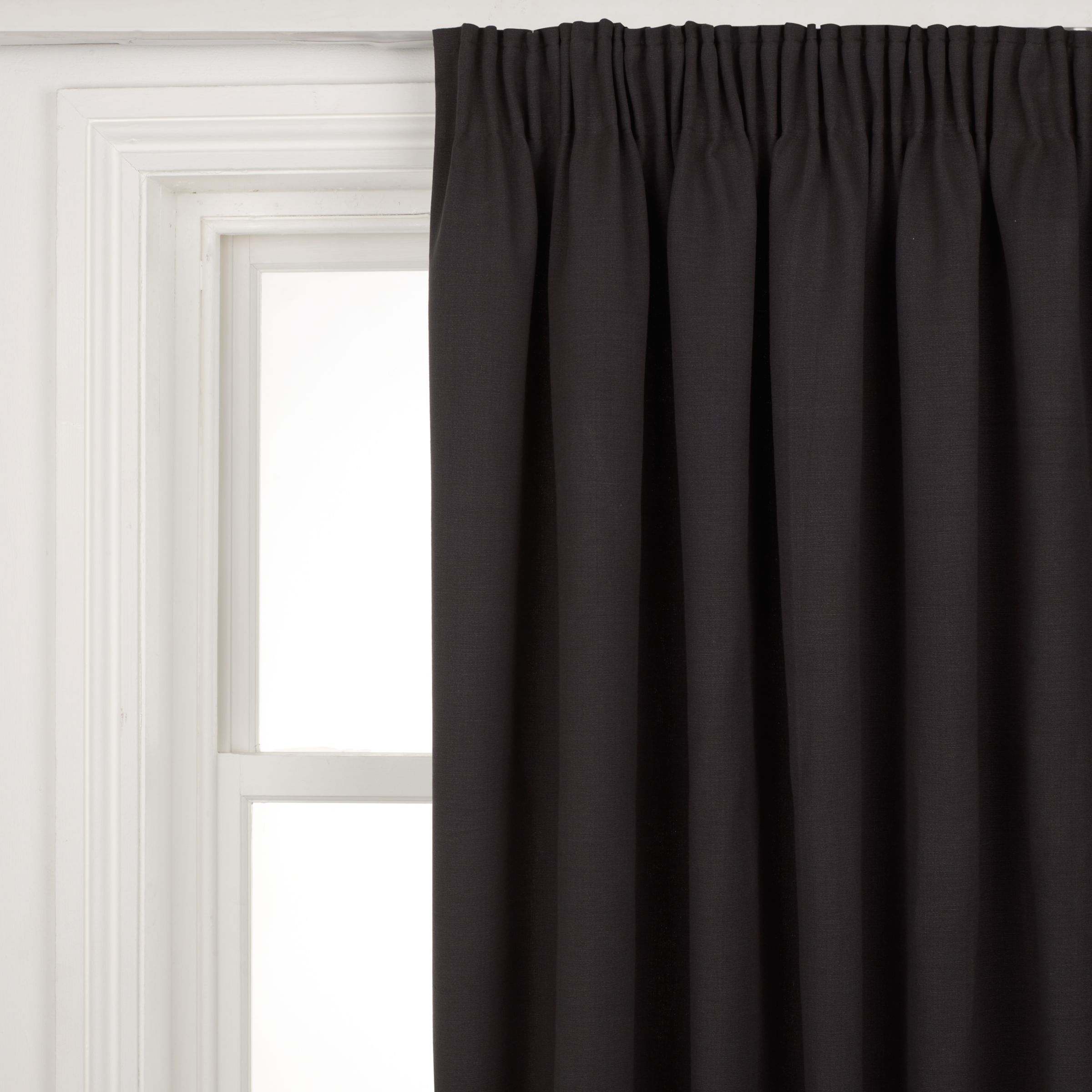 John Lewis Cotton Rib Pencil Pleat Curtains, Steel