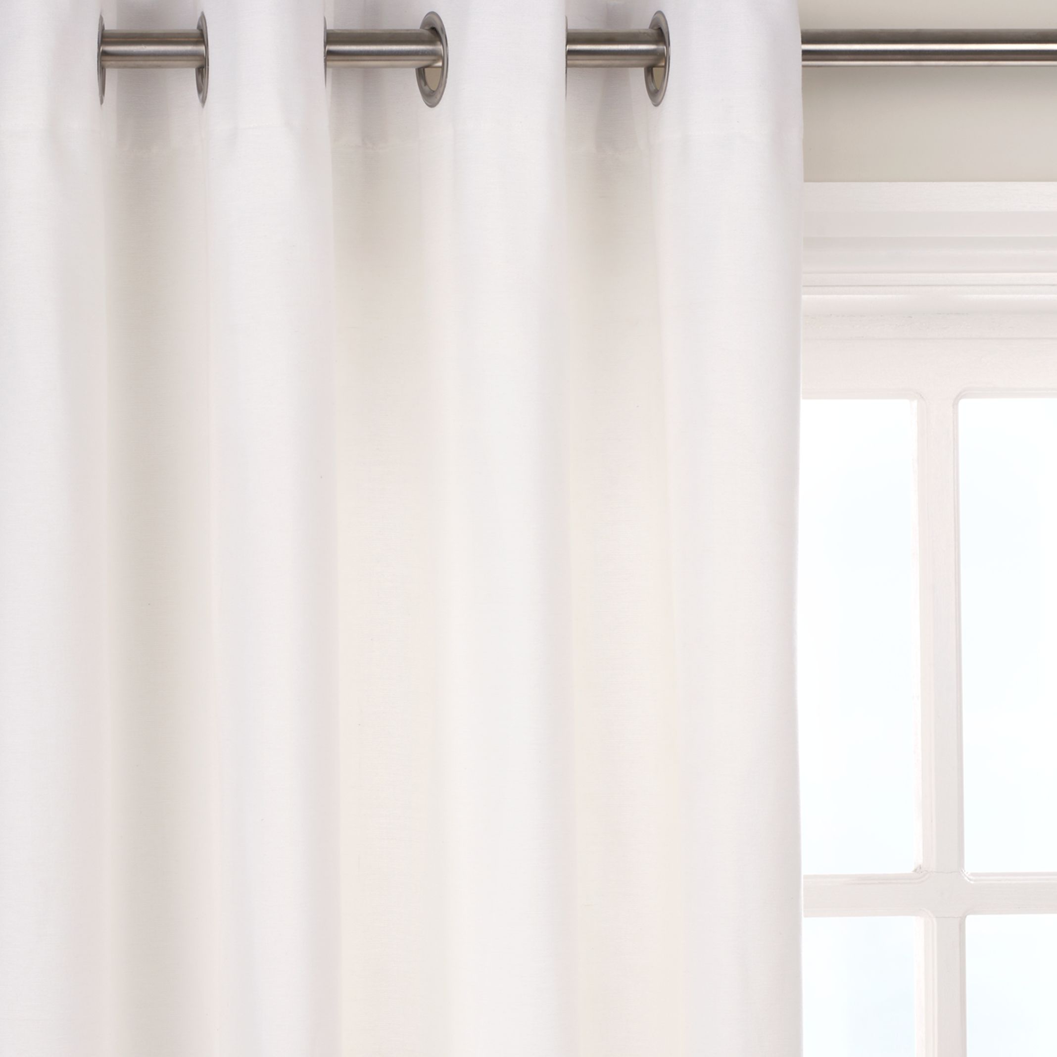 Cotton Rib Eyelet Curtains, White