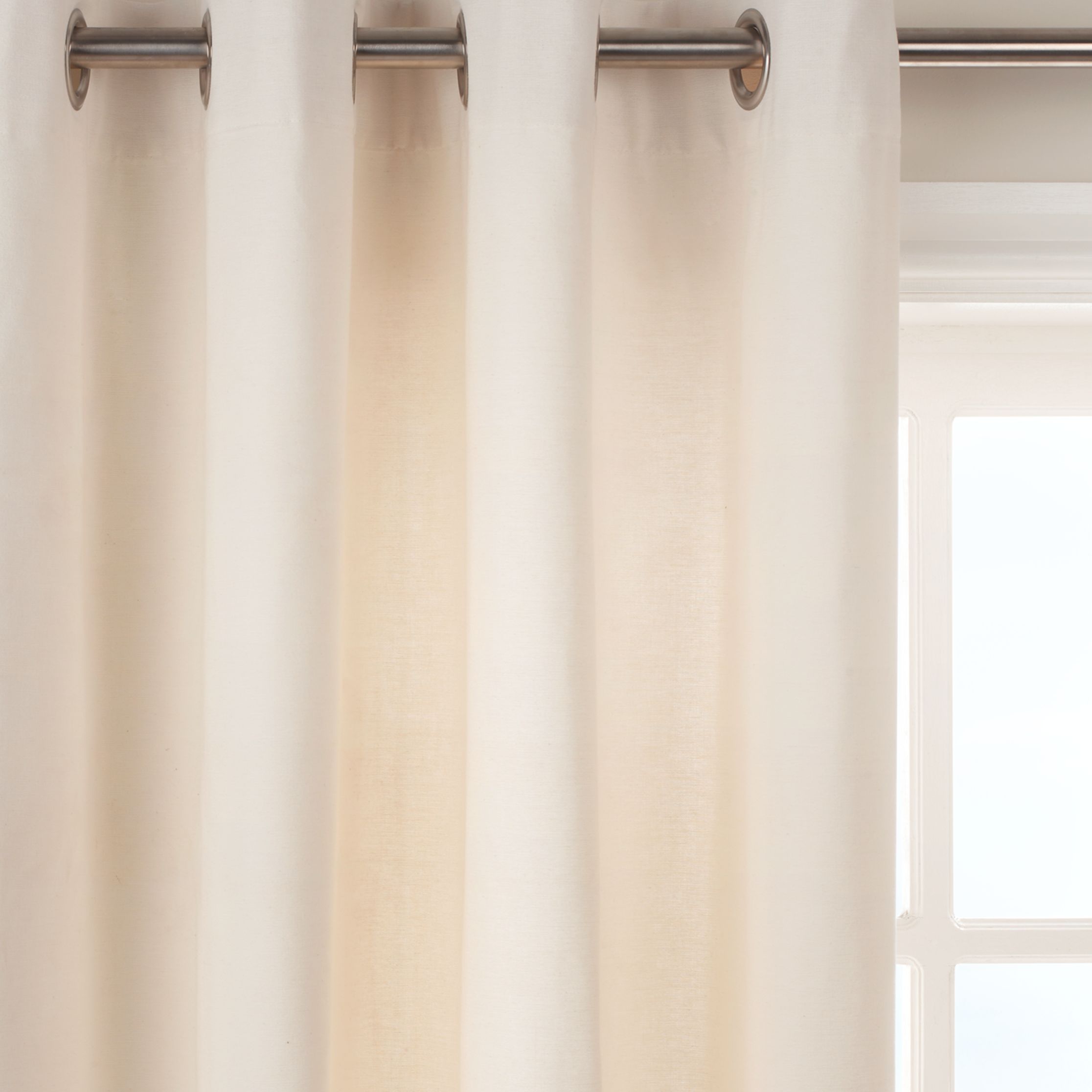 John Lewis Cotton Rib Eyelet Curtains, Oyster