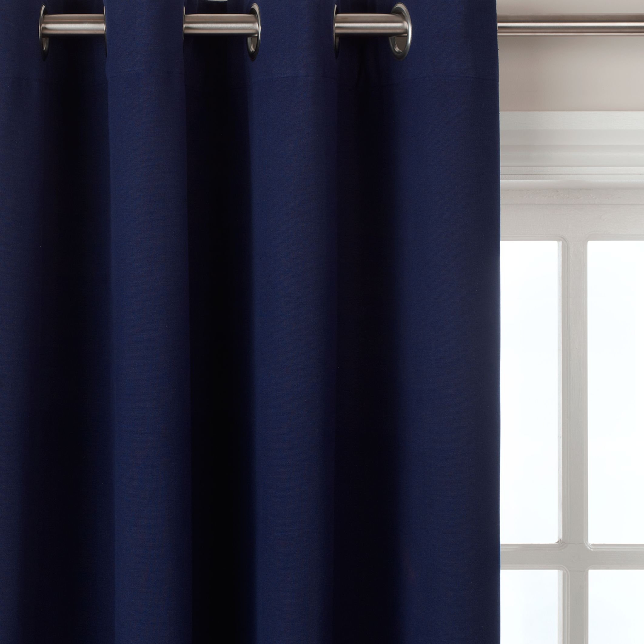 John Lewis Cotton Rib Eyelet Curtains, Navy Blue