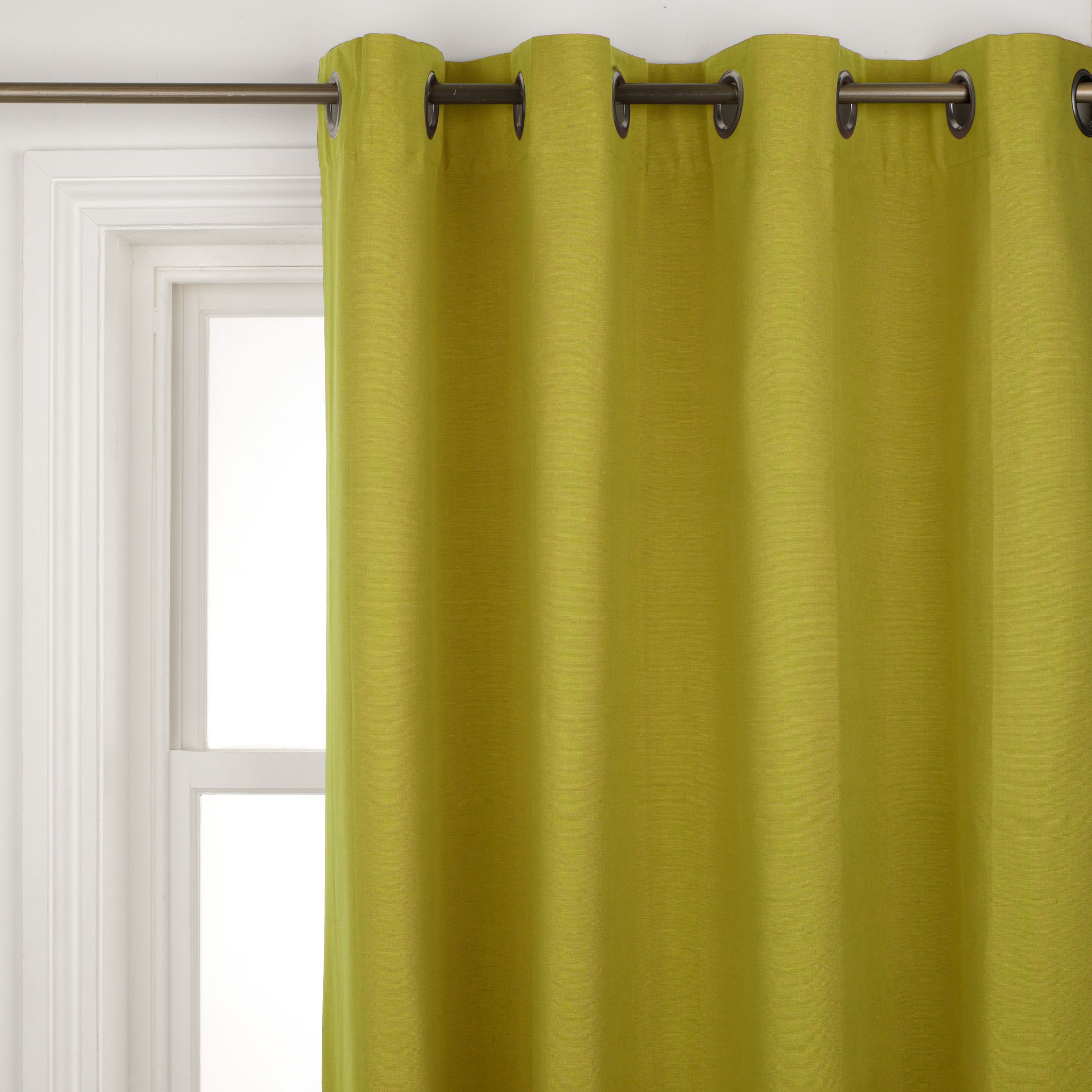 Cotton Rib Eyelet Curtains, Fennel