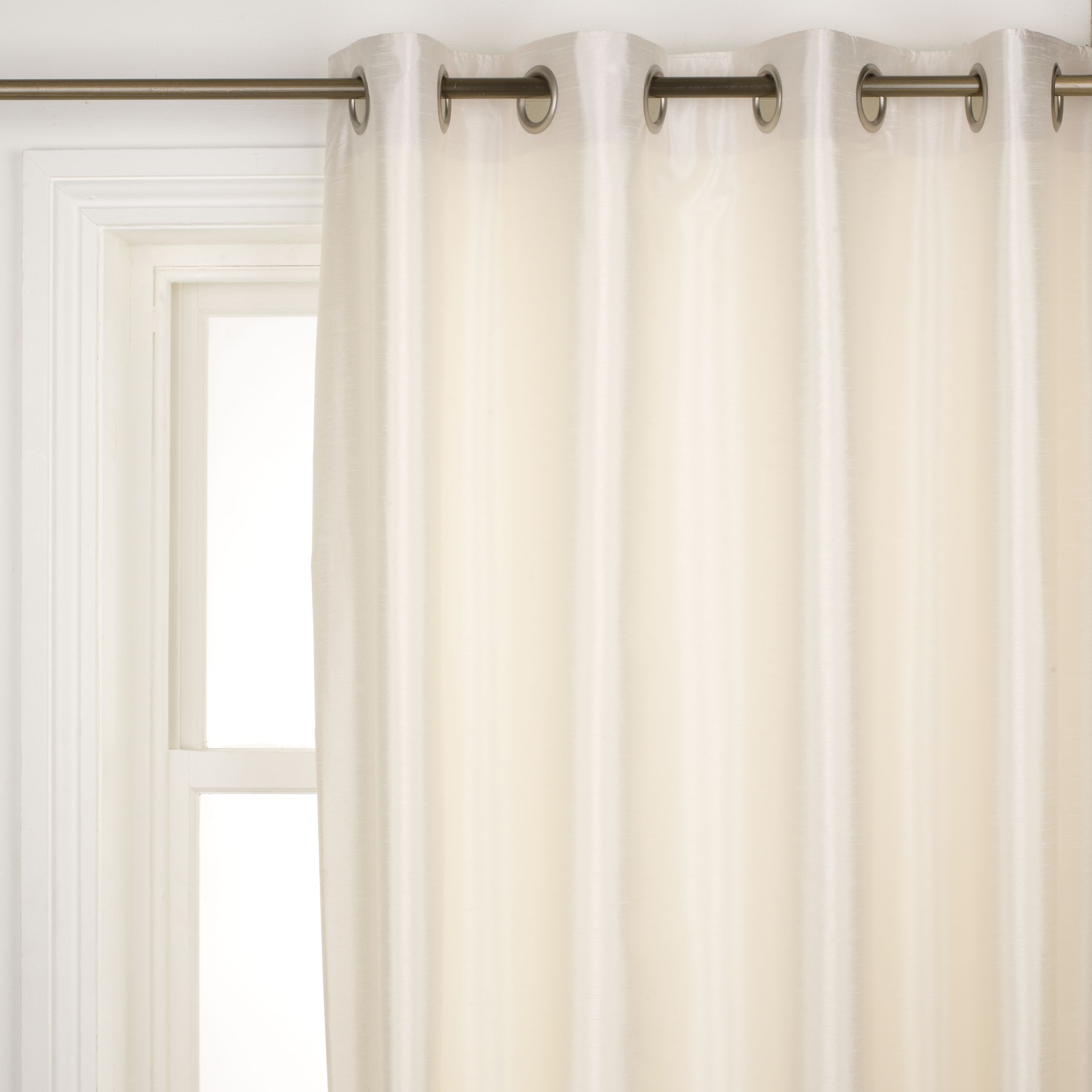 Faux Silk Eyelet Curtains, Oyster