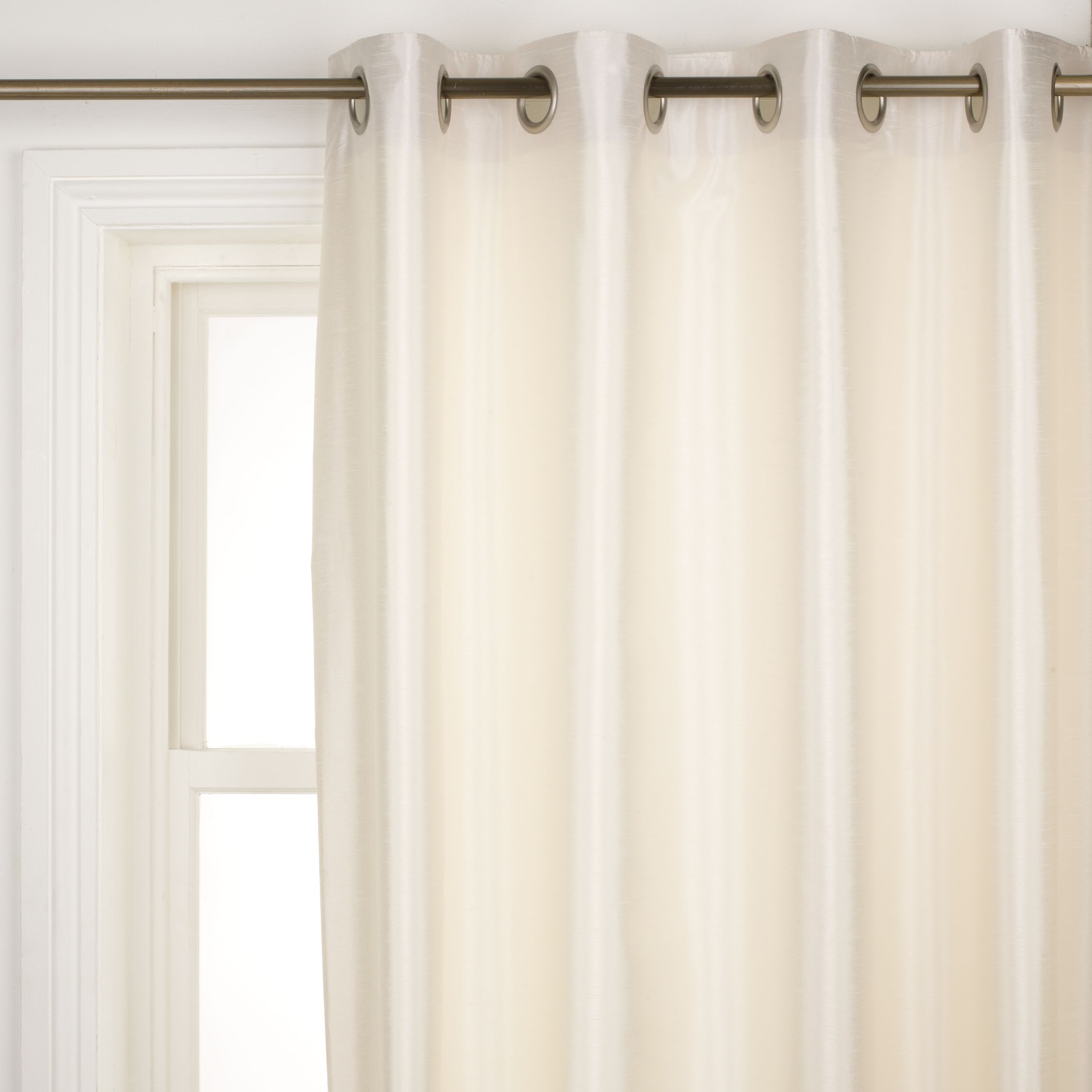 John Lewis Faux Silk Eyelet Curtains, Oyster