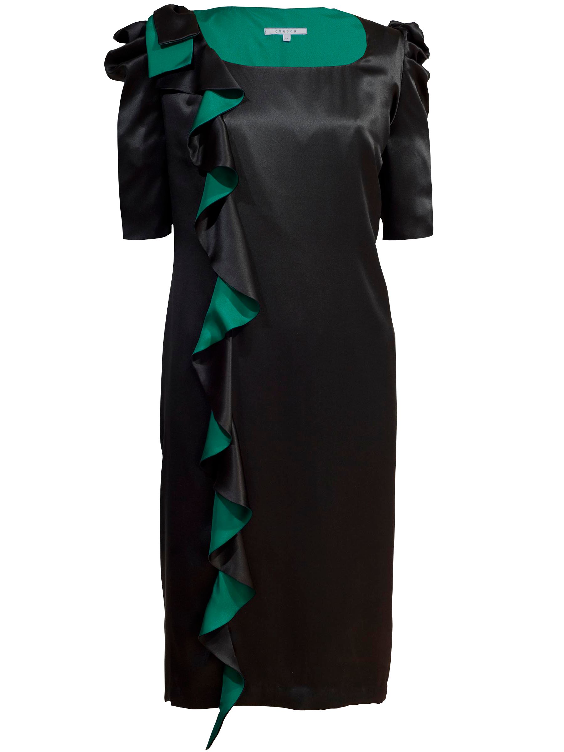 Chesca Now By Chesca Waterfall Shift Dress, Black/Jade at John Lewis