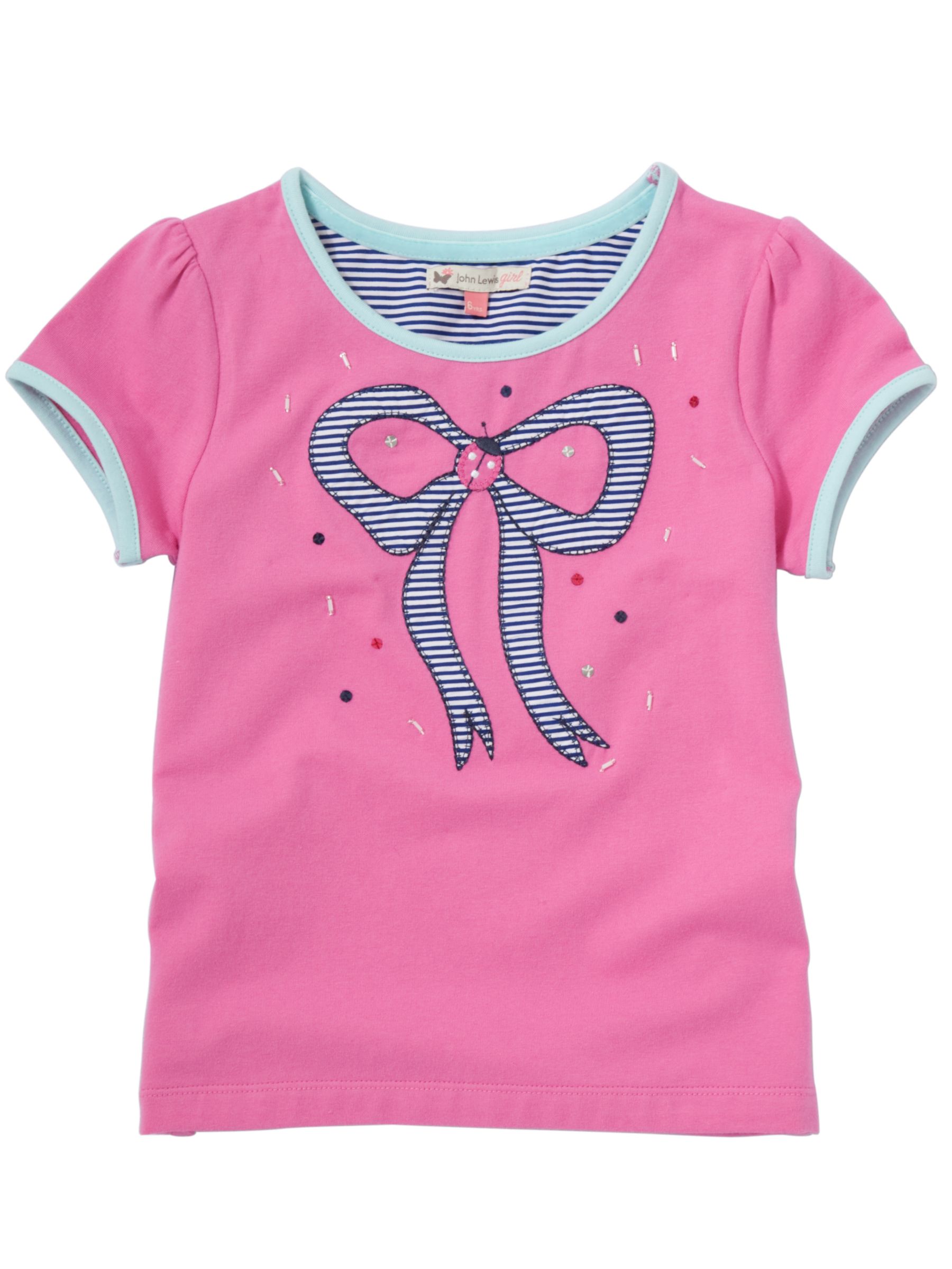 Bow Applique T-Shirt, Pink