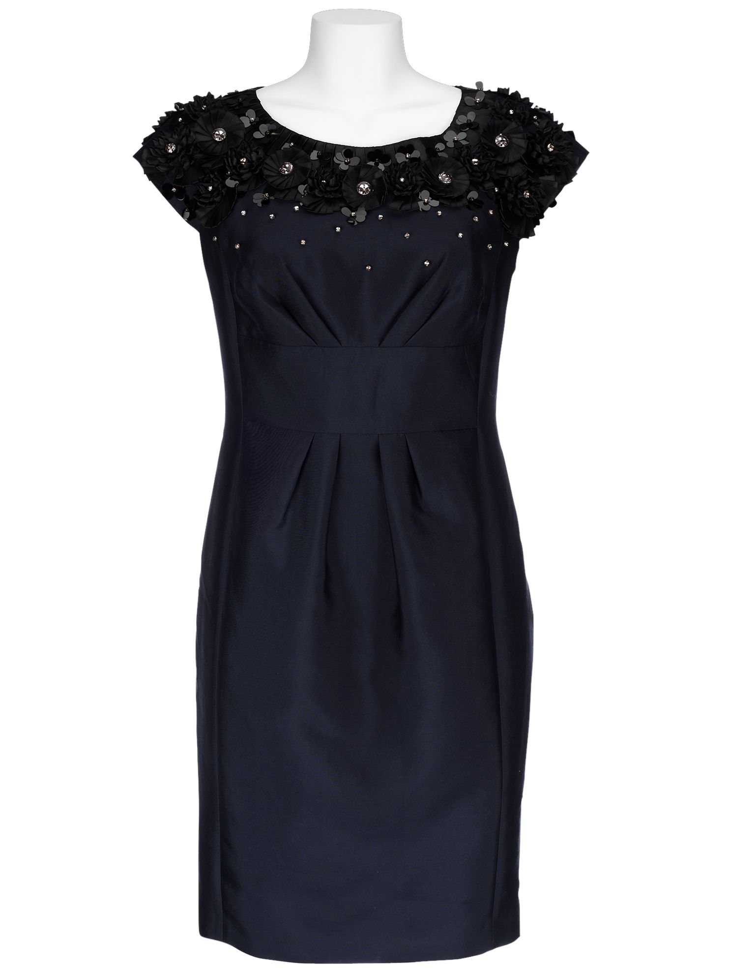 FWM Stiff Silk Floral Embellished Dress, Midnight at John Lewis