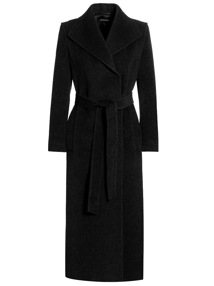 Jaeger Multistitch Long Coat, Black at JohnLewis