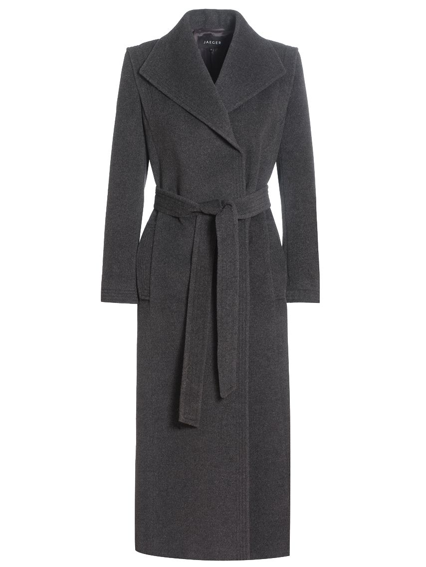 Jaeger Multistitch Long Coat, Charcoal at John Lewis