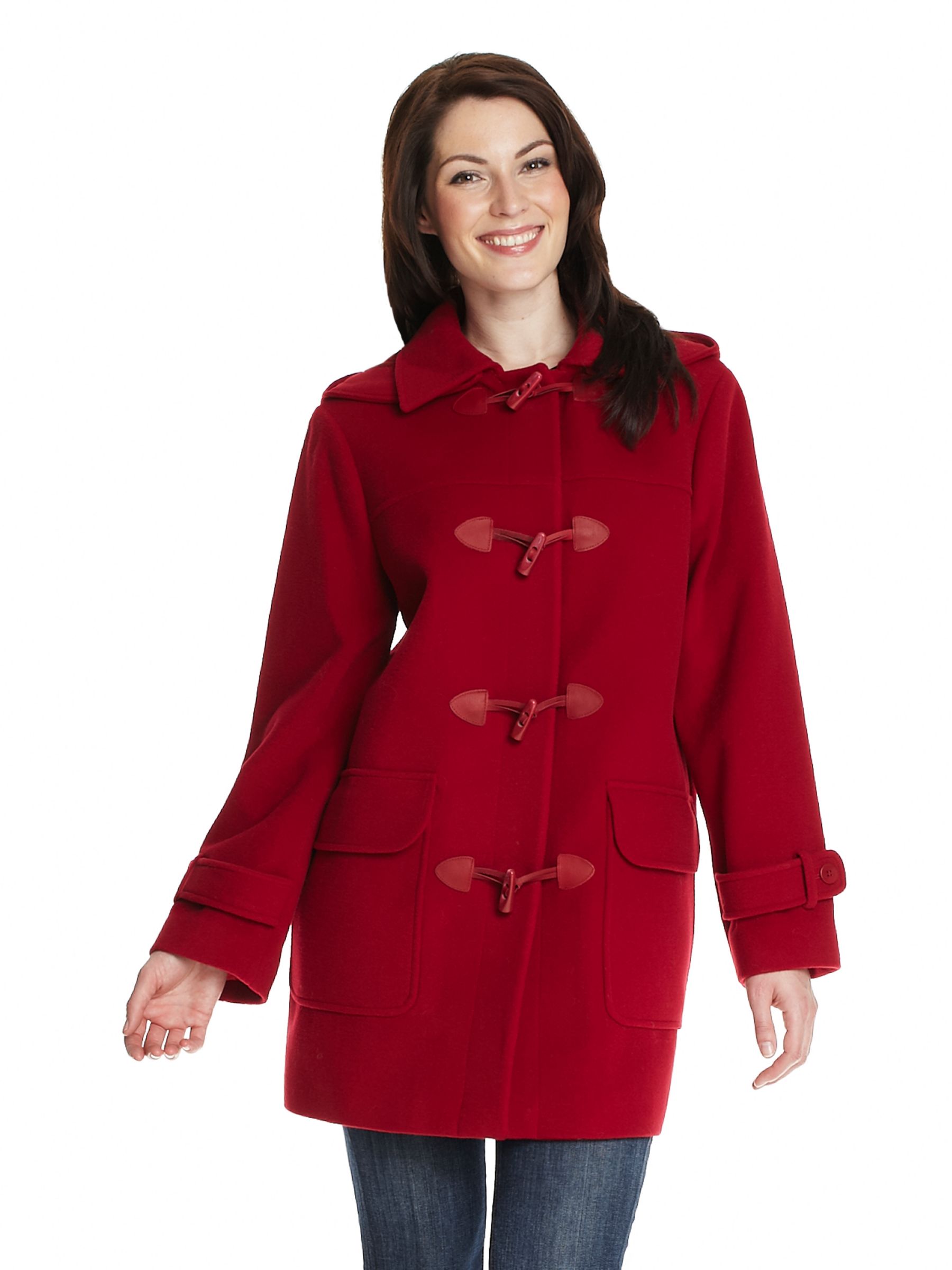 Four Seasons Traditional Wool Duffle Coat, Red at JohnLewis