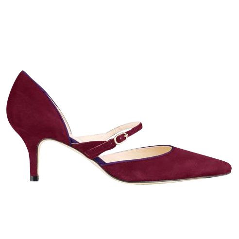 L.K.Bennett Alina Kitten Heel Court Shoes, Crimson at John Lewis