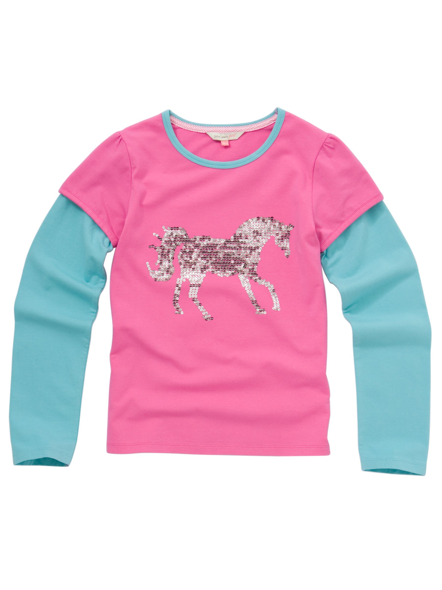 Layered Sequin Horse T-Shirt, Pink