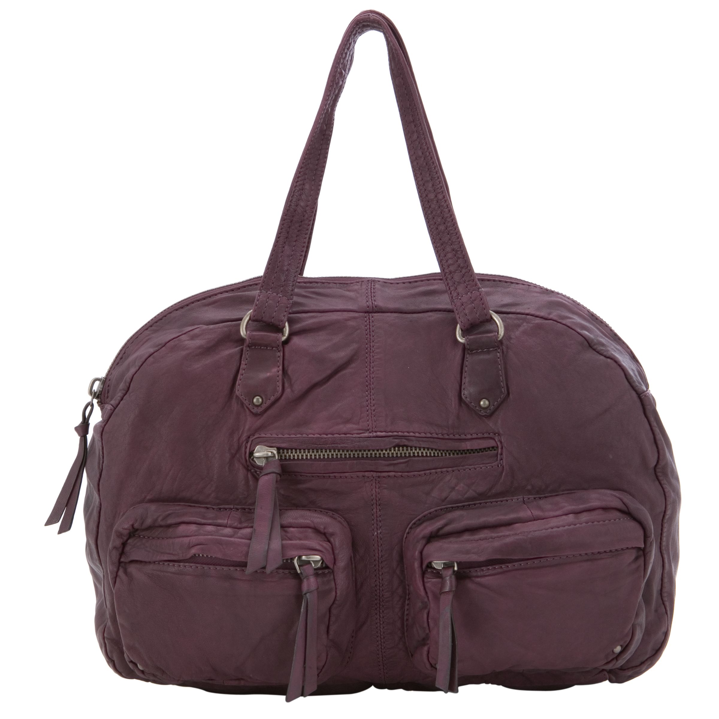 Jigsaw Anastasia Lambskin Leather Handbag, Plum at John Lewis