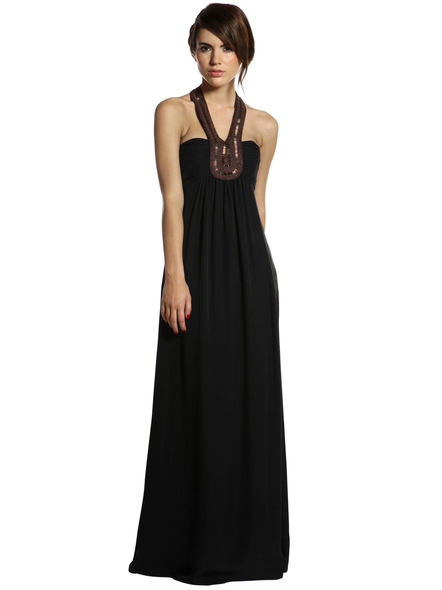 Ted Baker Cacuso Embellished Halterneck Maxi Dress, Black at John Lewis