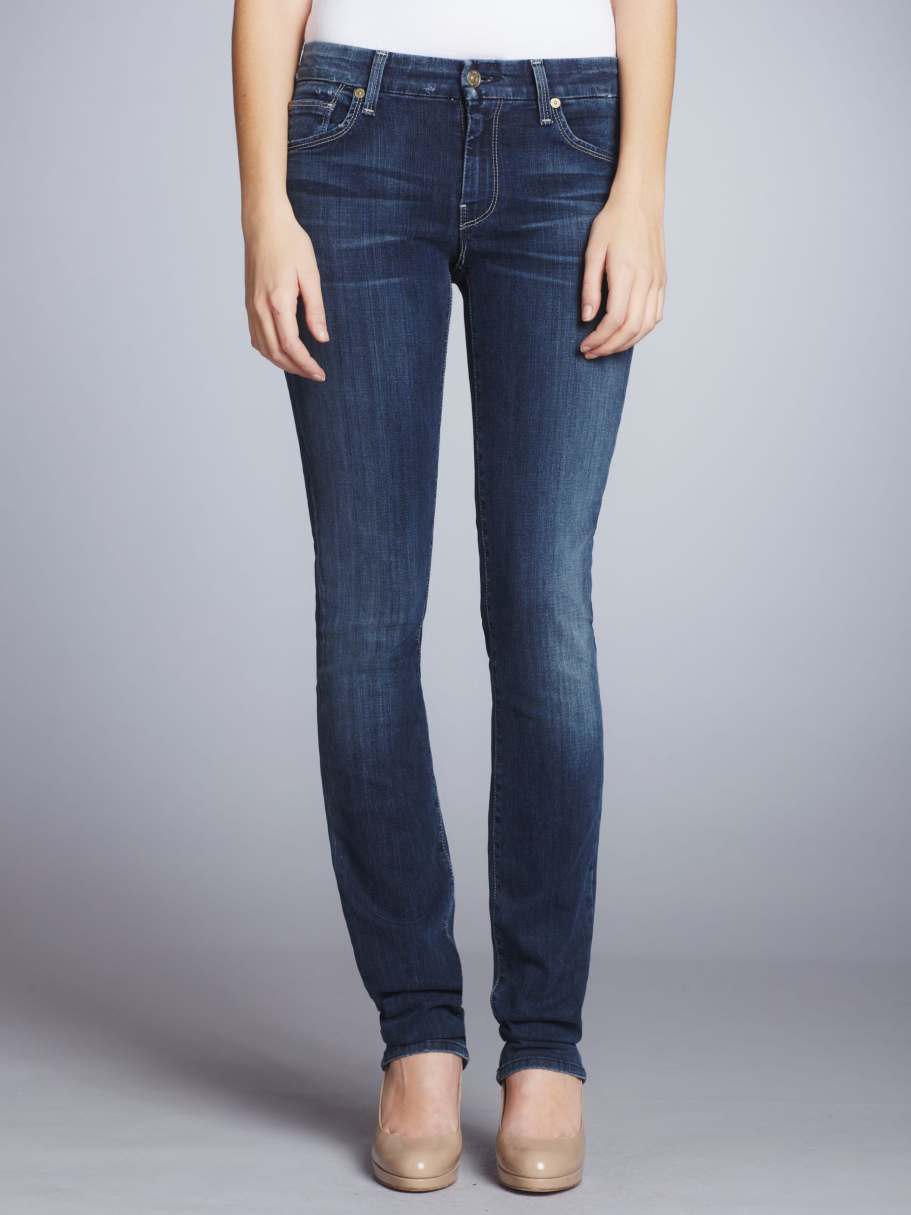 7 For All Mankind Kimmie High Rise Slim Leg Jeans, Blue at John Lewis