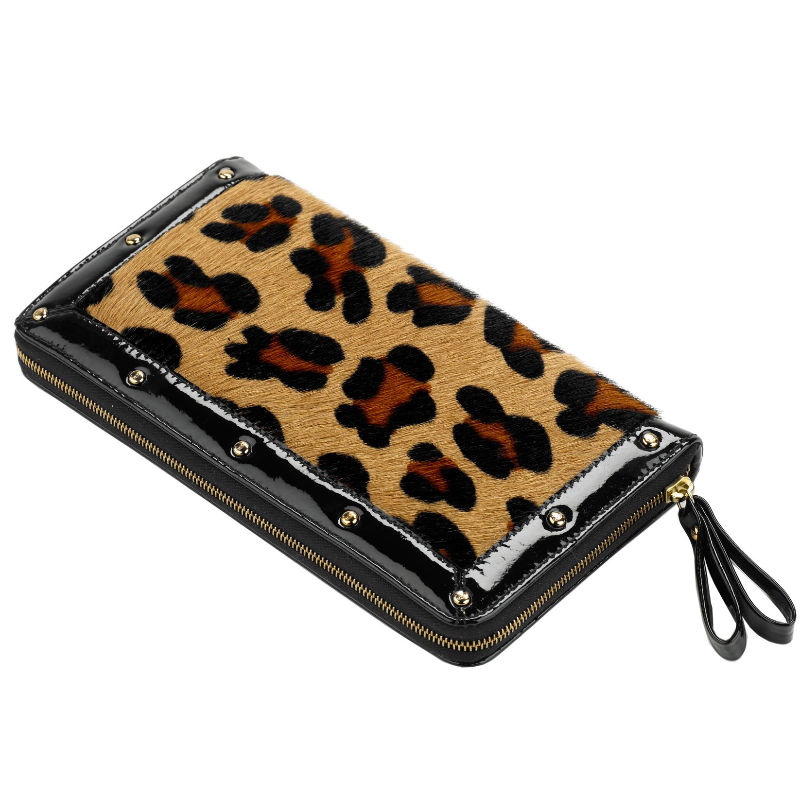 Aspinal Safari Leopard Print Clutch Zip Wallet, Brown at John Lewis