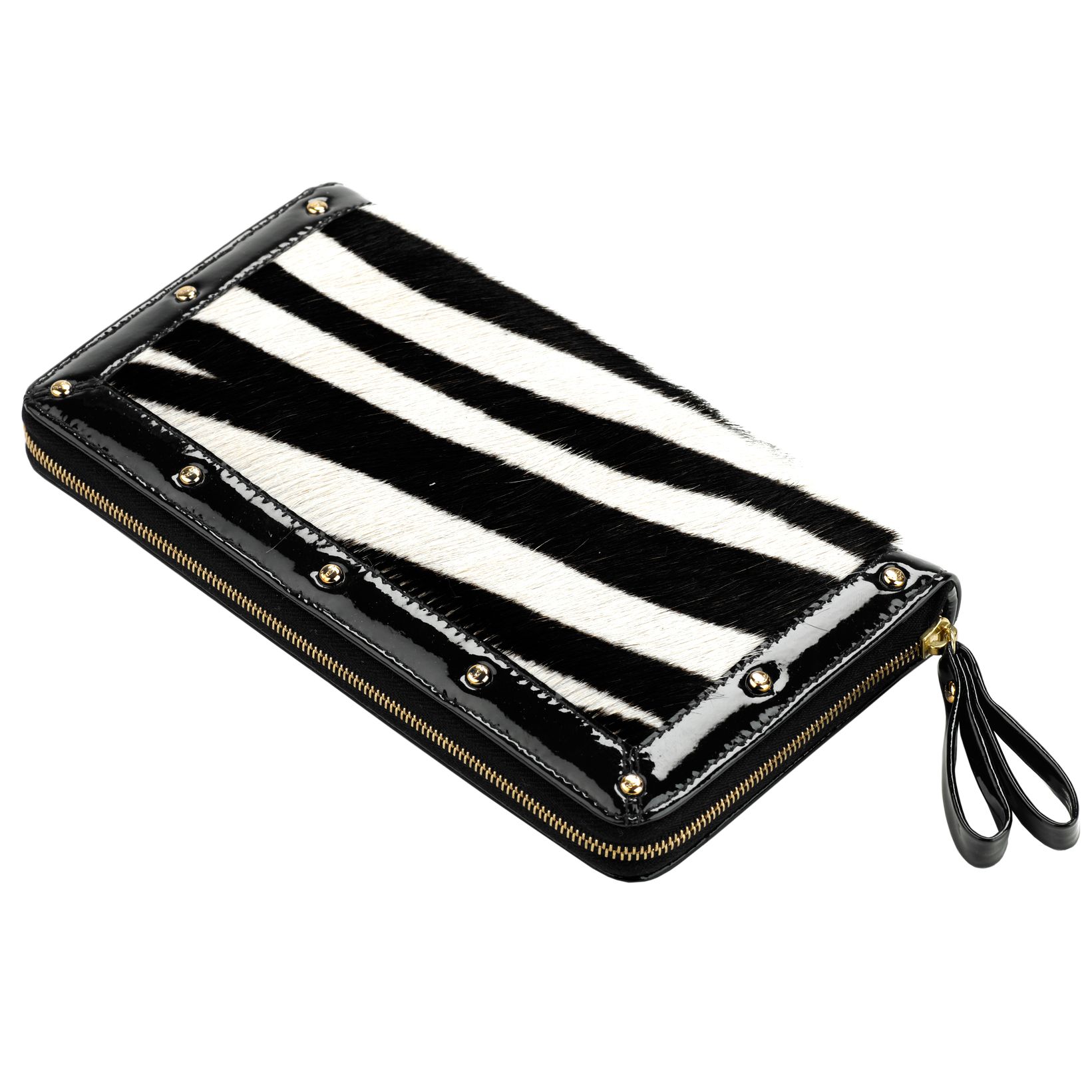 Aspinal Safari Zebra Print Clutch Zip Wallet, Black at John Lewis