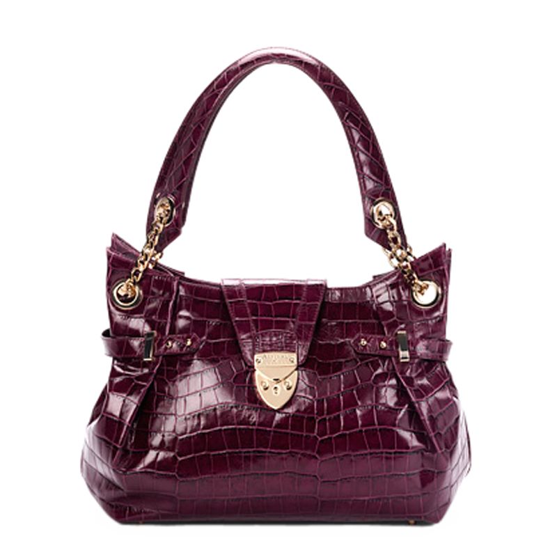 Aspinal Barbarella Soft Croc Handbag, Purple at John Lewis