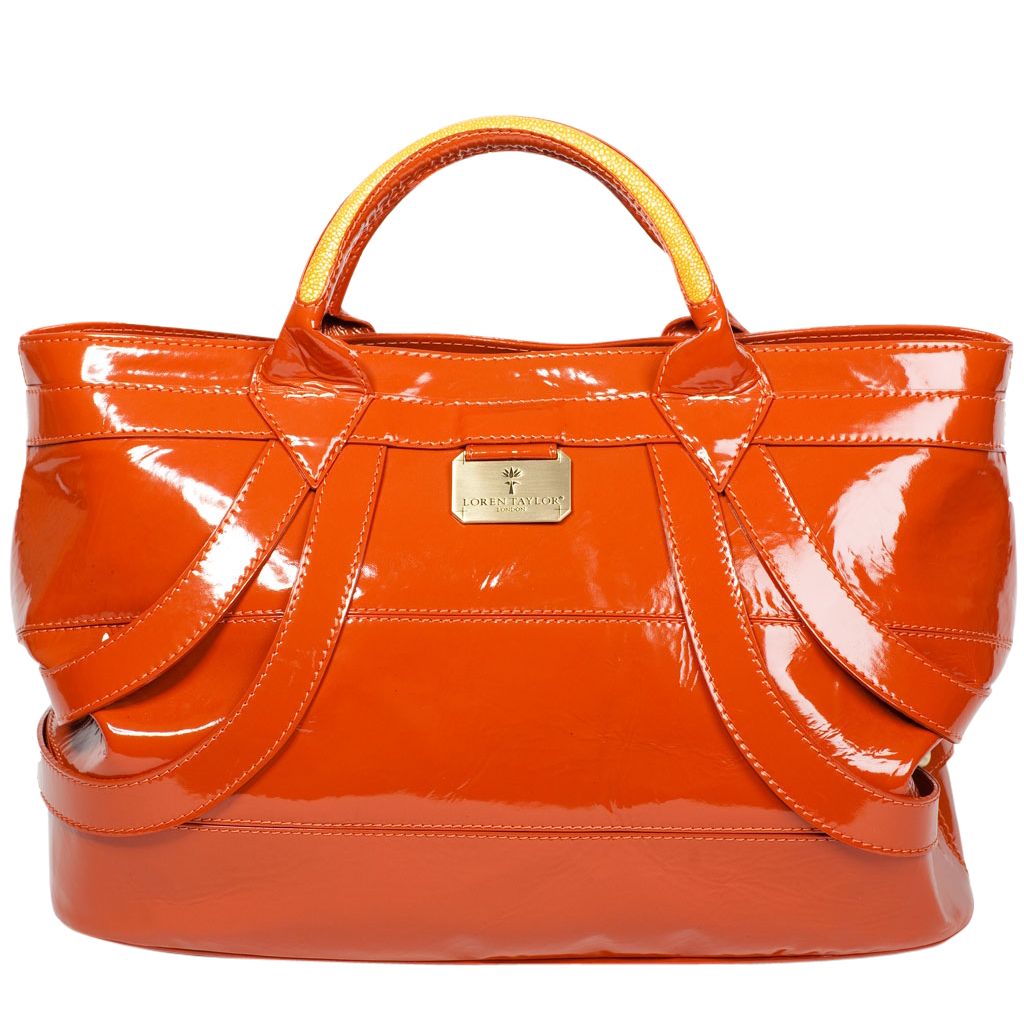 Loren Taylor Cole Gloss Tote Handbag, Orange at JohnLewis