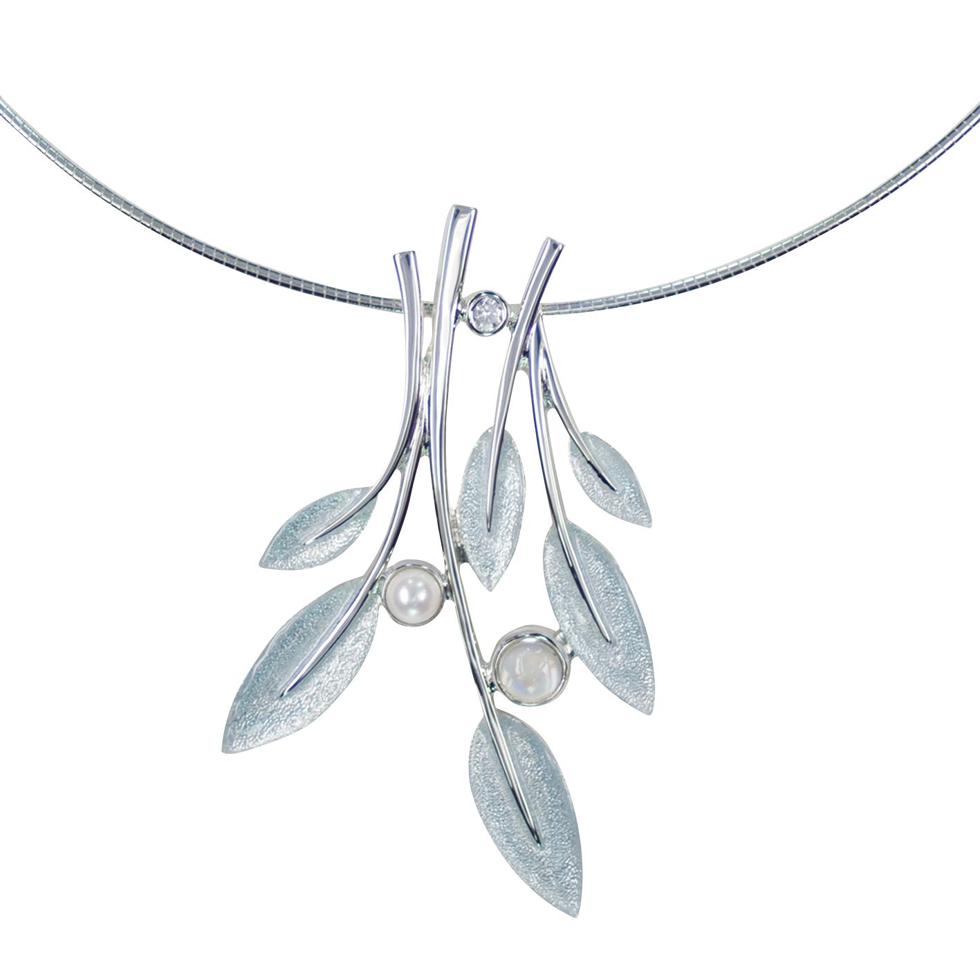 Sheila Fleet Rowan Frost Silver & Enamel Pendant Necklet at John Lewis