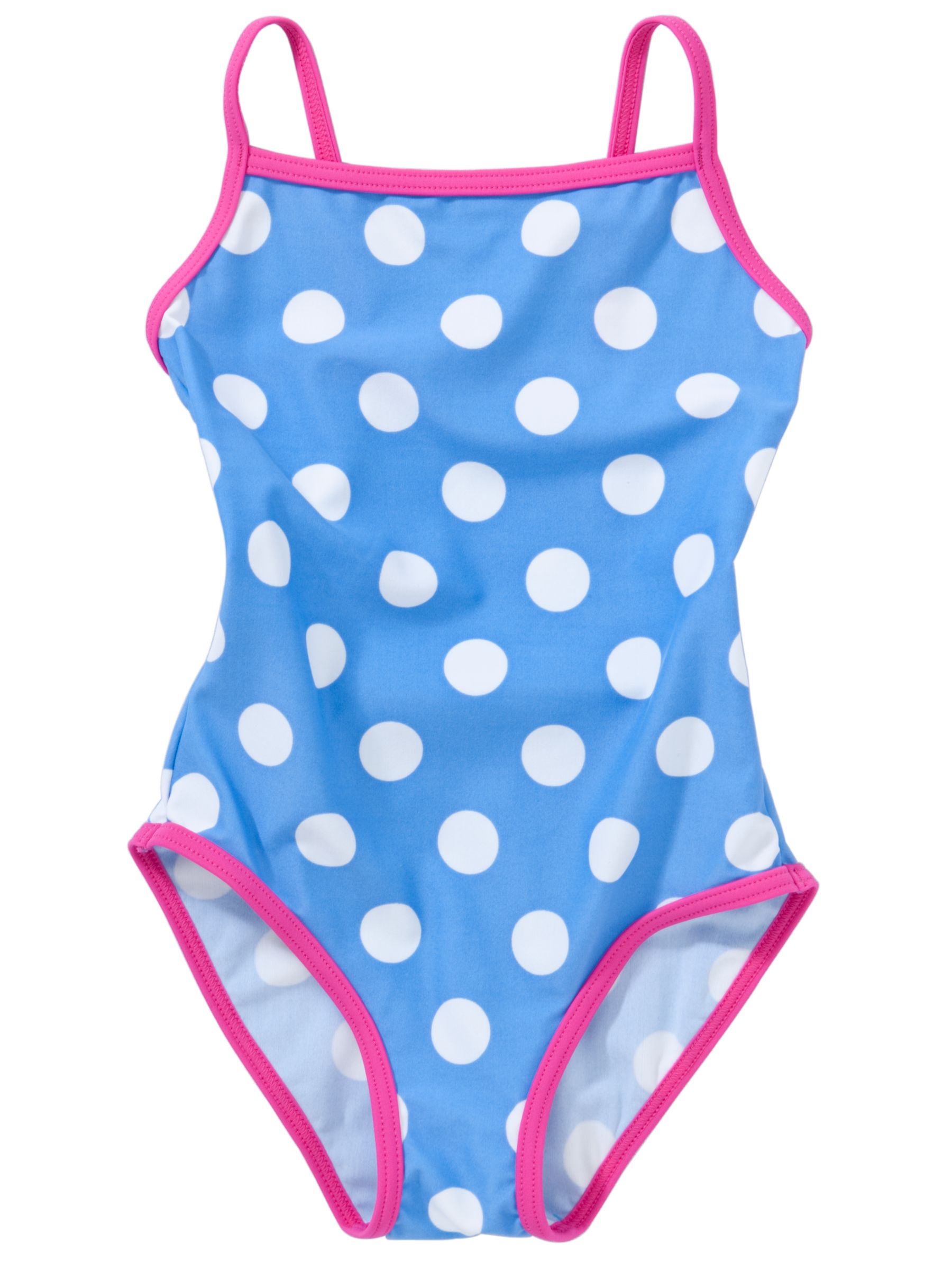 John Lewis Girl Bold Spot Swimsuit, Blue/White