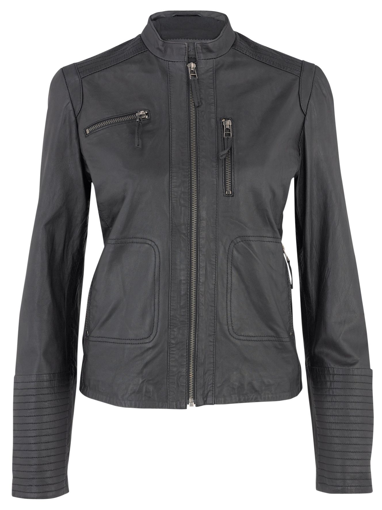 Kookai Leather Stitch Detail Jacket, Black at John Lewis