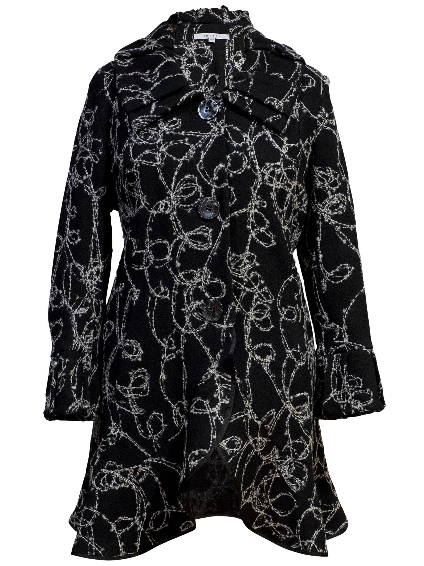 Chesca Pleat Collar Coat, Black at John Lewis