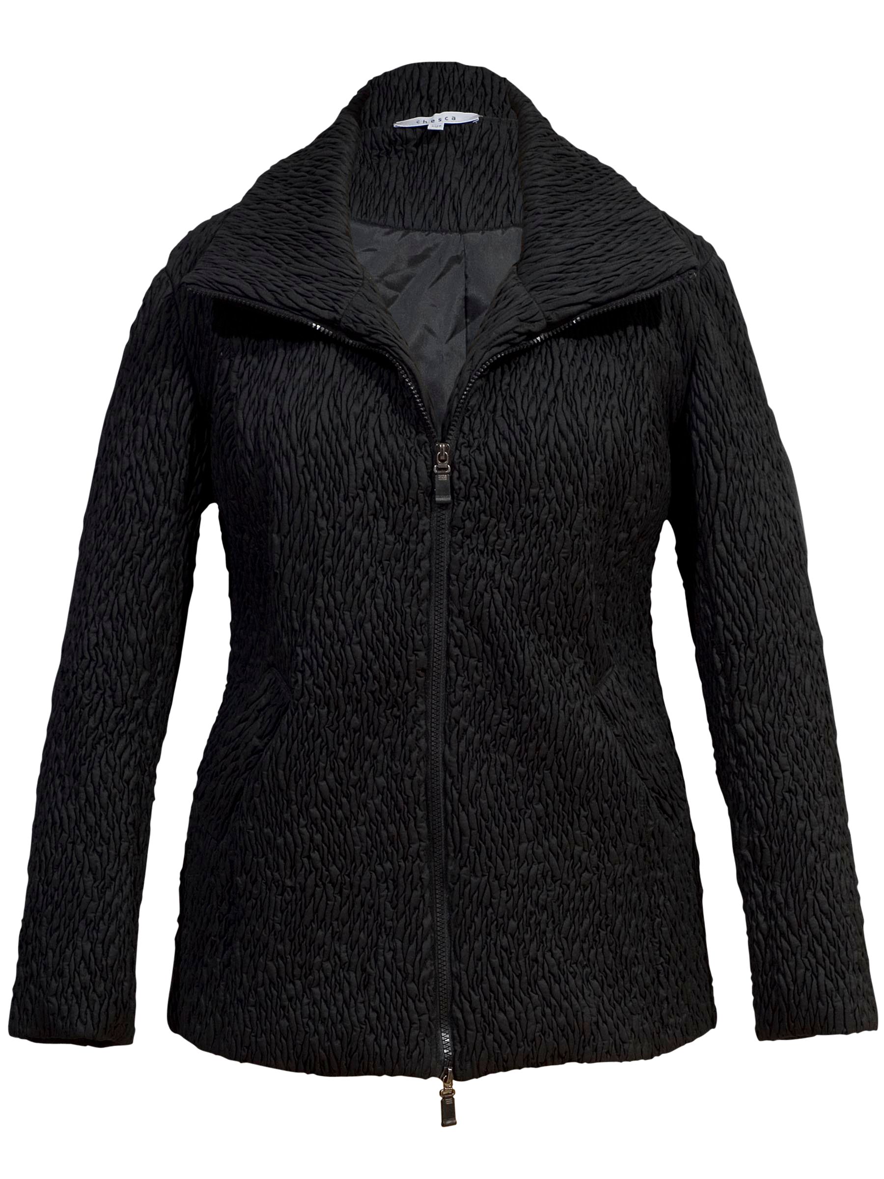 Chesca Ripple Quilted Jacket, Black at John Lewis