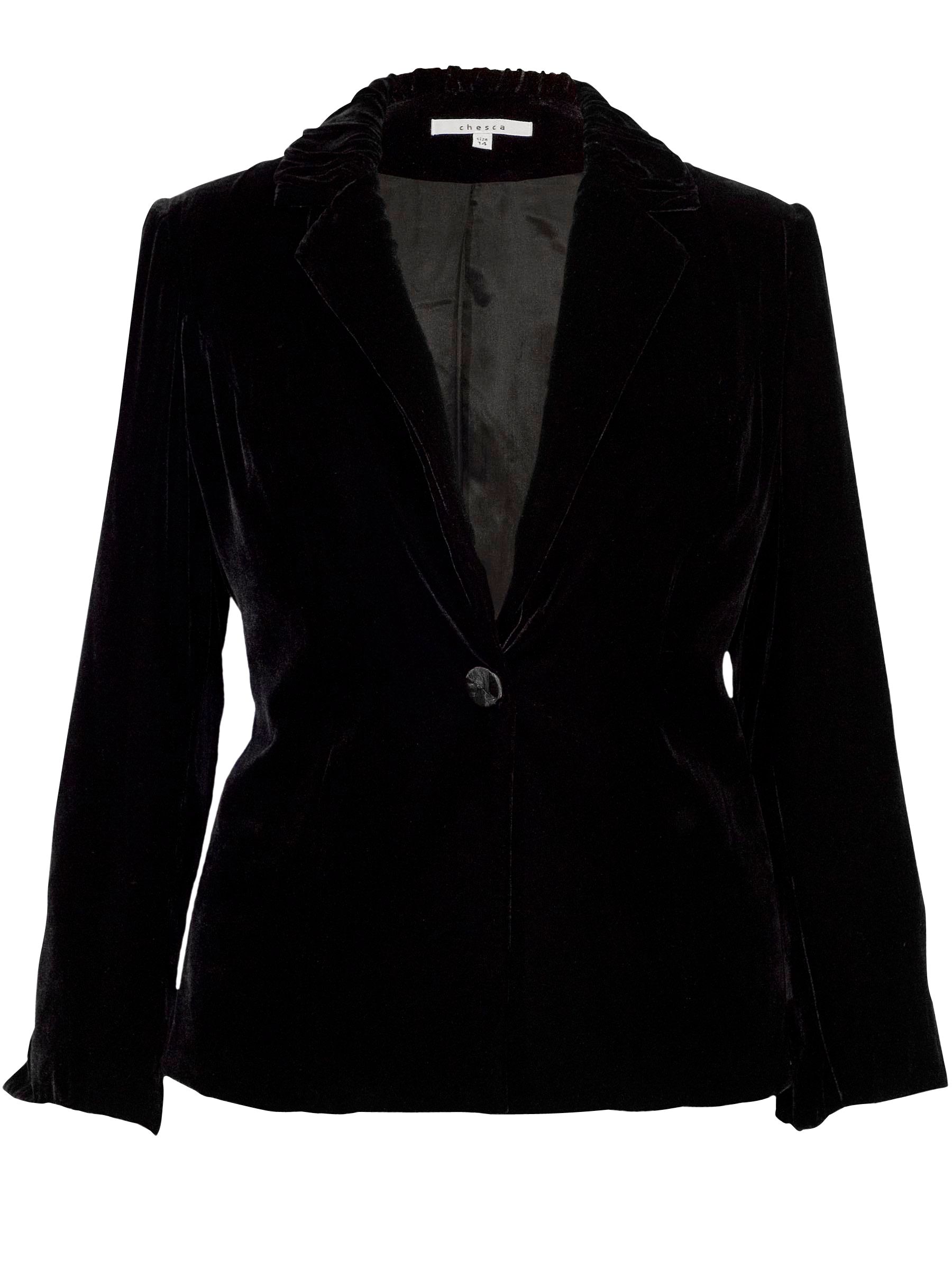 Chesca Ruched Collar Velvet Jacket, Black at John Lewis